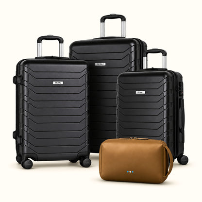 Combo Viaje Todos: set de 3 maletas negras y organizador Chunches XL menta